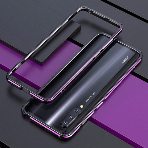 Funda Bumper Lujo Marco de Aluminio Carcasa T01 para Xiaomi Mi A3 Morado