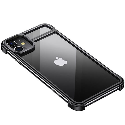 Funda Bumper Lujo Marco de Aluminio Carcasa T02 para Apple iPhone 11 Negro