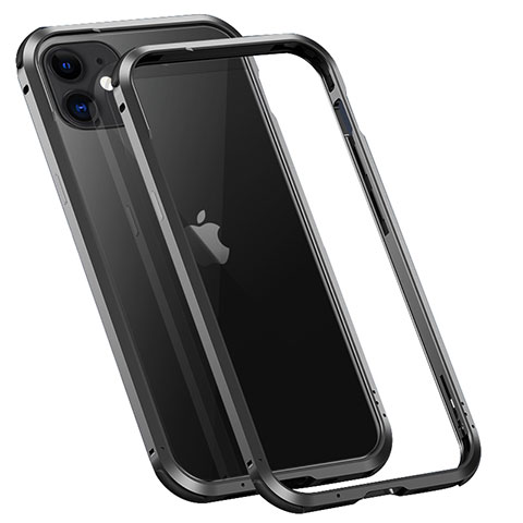 Funda Bumper Lujo Marco de Aluminio Carcasa T02 para Apple iPhone 12 Negro
