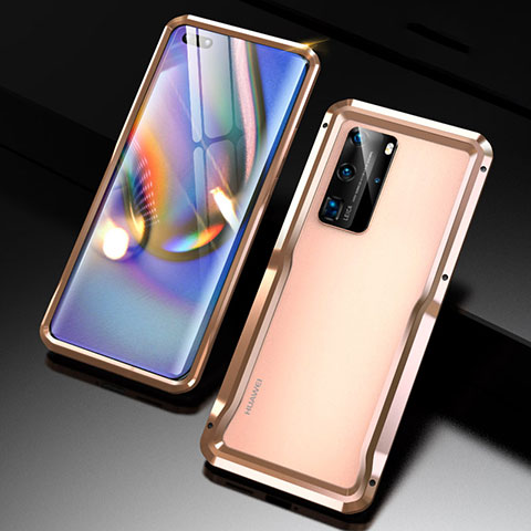 Funda Bumper Lujo Marco de Aluminio Carcasa T02 para Huawei P40 Pro Oro