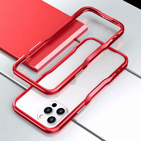 Funda Bumper Lujo Marco de Aluminio Carcasa T03 para Apple iPhone 12 Pro Rojo