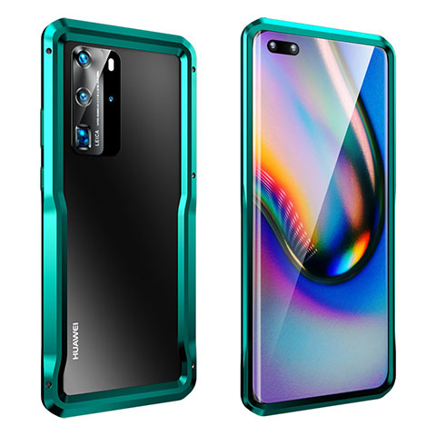 Funda Bumper Lujo Marco de Aluminio Carcasa T03 para Huawei P40 Pro Verde