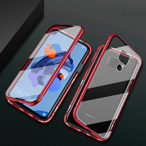 Funda Bumper Lujo Marco de Aluminio Espejo 360 Grados Carcasa M01 para Huawei Mate 30 Lite Rojo