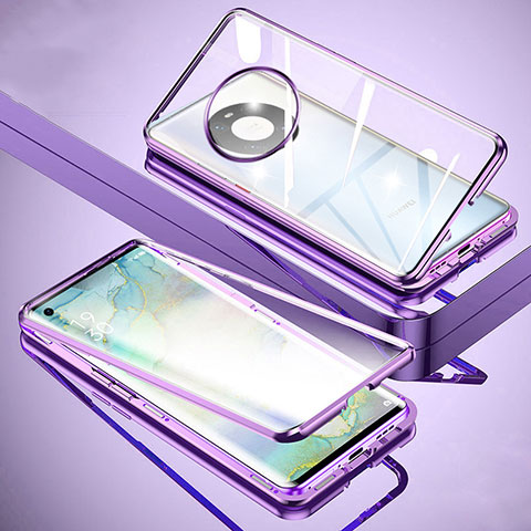 Funda Bumper Lujo Marco de Aluminio Espejo 360 Grados Carcasa M01 para Huawei Mate 40 Morado