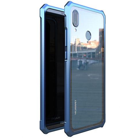 Funda Bumper Lujo Marco de Aluminio Espejo 360 Grados Carcasa M01 para Huawei Nova 3e Azul