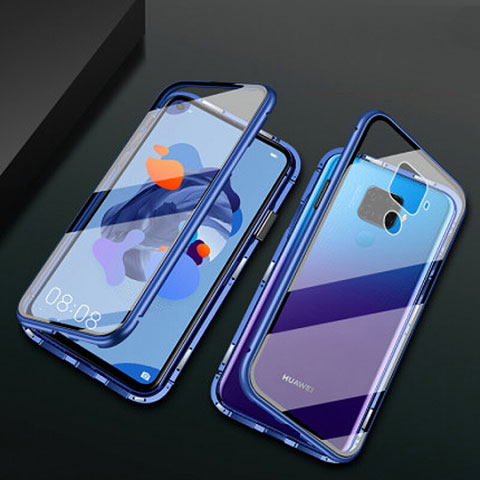 Funda Bumper Lujo Marco de Aluminio Espejo 360 Grados Carcasa M01 para Huawei Nova 5i Pro Azul