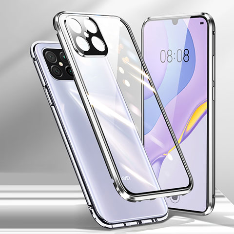 Funda Bumper Lujo Marco de Aluminio Espejo 360 Grados Carcasa M01 para Huawei Nova 8 SE 5G Plata