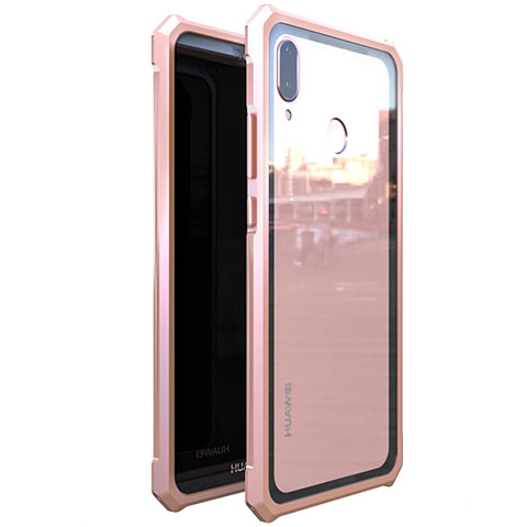 Funda Bumper Lujo Marco de Aluminio Espejo 360 Grados Carcasa M01 para Huawei P20 Lite Oro Rosa