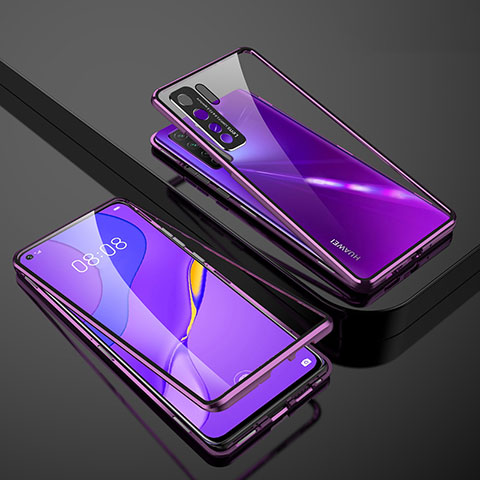 Funda Bumper Lujo Marco de Aluminio Espejo 360 Grados Carcasa M01 para Huawei P40 Lite 5G Morado