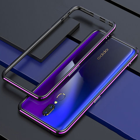 Funda Bumper Lujo Marco de Aluminio Espejo 360 Grados Carcasa M01 para Oppo A9 Morado