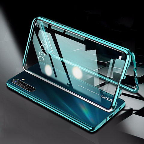 Funda Bumper Lujo Marco de Aluminio Espejo 360 Grados Carcasa M01 para Oppo K5 Verde