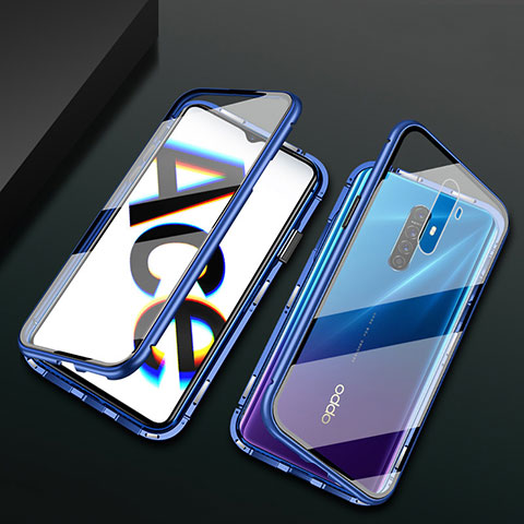 Funda Bumper Lujo Marco de Aluminio Espejo 360 Grados Carcasa M01 para Oppo Reno Ace Azul