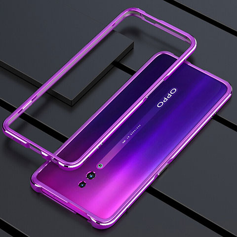 Funda Bumper Lujo Marco de Aluminio Espejo 360 Grados Carcasa M01 para Oppo Reno Morado