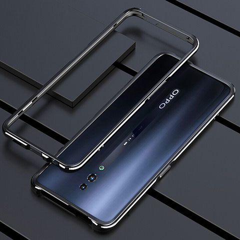 Funda Bumper Lujo Marco de Aluminio Espejo 360 Grados Carcasa M01 para Oppo Reno Negro