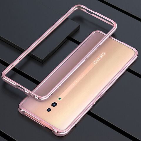 Funda Bumper Lujo Marco de Aluminio Espejo 360 Grados Carcasa M01 para Oppo Reno Oro Rosa