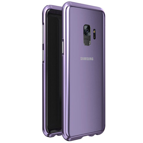 Funda Bumper Lujo Marco de Aluminio Espejo 360 Grados Carcasa M01 para Samsung Galaxy S9 Morado