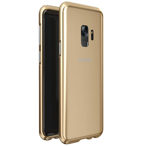 Funda Bumper Lujo Marco de Aluminio Espejo 360 Grados Carcasa M01 para Samsung Galaxy S9 Oro