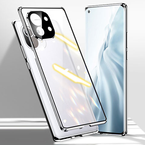 Funda Bumper Lujo Marco de Aluminio Espejo 360 Grados Carcasa M01 para Xiaomi Mi 11 5G Plata