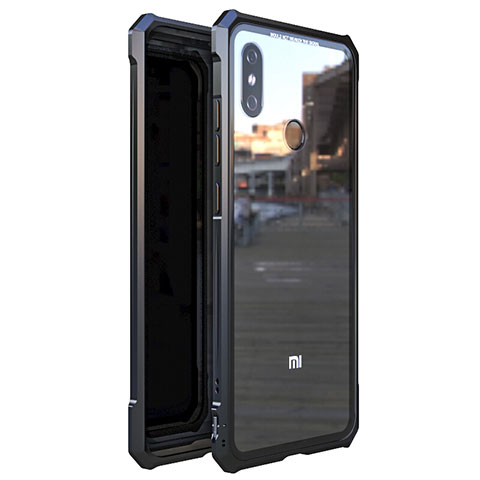 Funda Bumper Lujo Marco de Aluminio Espejo 360 Grados Carcasa M01 para Xiaomi Mi 8 Negro