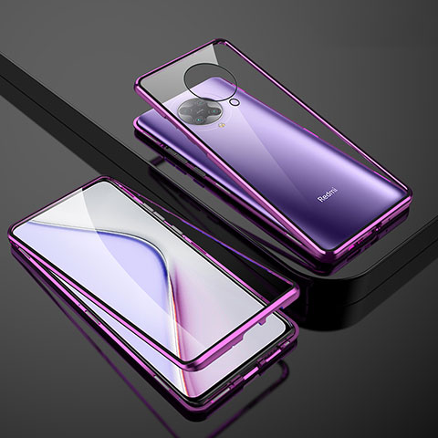 Funda Bumper Lujo Marco de Aluminio Espejo 360 Grados Carcasa M01 para Xiaomi Poco F2 Pro Morado