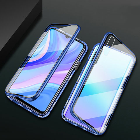 Funda Bumper Lujo Marco de Aluminio Espejo 360 Grados Carcasa M02 para Huawei Enjoy 10e Azul