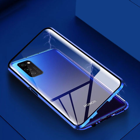 Funda Bumper Lujo Marco de Aluminio Espejo 360 Grados Carcasa M02 para Huawei Honor V30 5G Azul