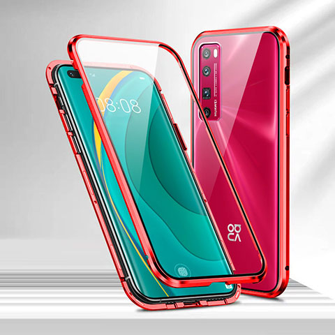 Funda Bumper Lujo Marco de Aluminio Espejo 360 Grados Carcasa M02 para Huawei Nova 7 Pro 5G Rojo