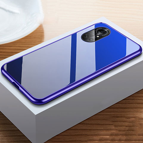 Funda Bumper Lujo Marco de Aluminio Espejo 360 Grados Carcasa M02 para Huawei Nova 8 5G Azul