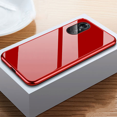 Funda Bumper Lujo Marco de Aluminio Espejo 360 Grados Carcasa M02 para Huawei Nova 8 5G Rojo