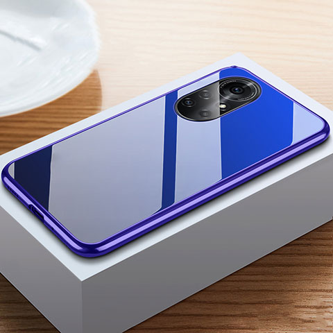 Funda Bumper Lujo Marco de Aluminio Espejo 360 Grados Carcasa M02 para Huawei Nova 8 Pro 5G Azul