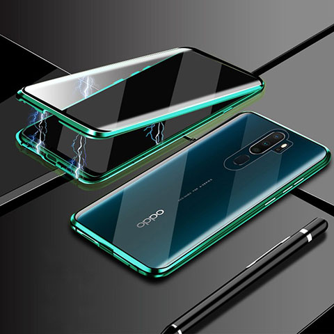 Funda Bumper Lujo Marco de Aluminio Espejo 360 Grados Carcasa M02 para Oppo A5 (2020) Verde