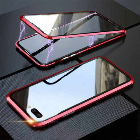 Funda Bumper Lujo Marco de Aluminio Espejo 360 Grados Carcasa M02 para Oppo AX5 Rojo