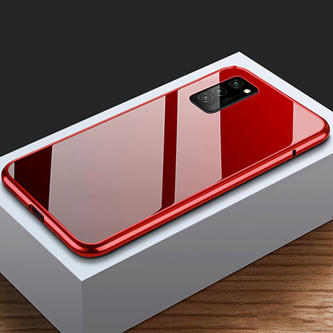Funda Bumper Lujo Marco de Aluminio Espejo 360 Grados Carcasa M03 para Huawei Honor V30 5G Rojo Rosa