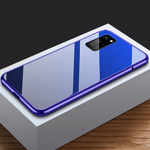 Funda Bumper Lujo Marco de Aluminio Espejo 360 Grados Carcasa M03 para Huawei Honor V30 Pro 5G Azul