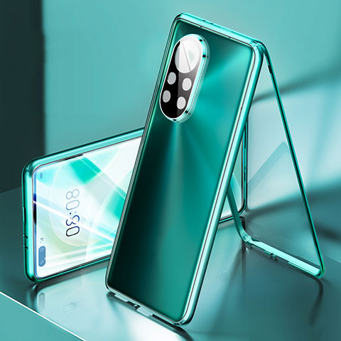 Funda Bumper Lujo Marco de Aluminio Espejo 360 Grados Carcasa M03 para Huawei Nova 8 Pro 5G Cian