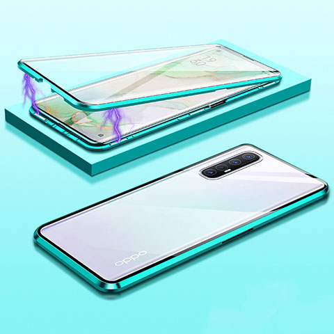 Funda Bumper Lujo Marco de Aluminio Espejo 360 Grados Carcasa M03 para Oppo Find X2 Neo Verde