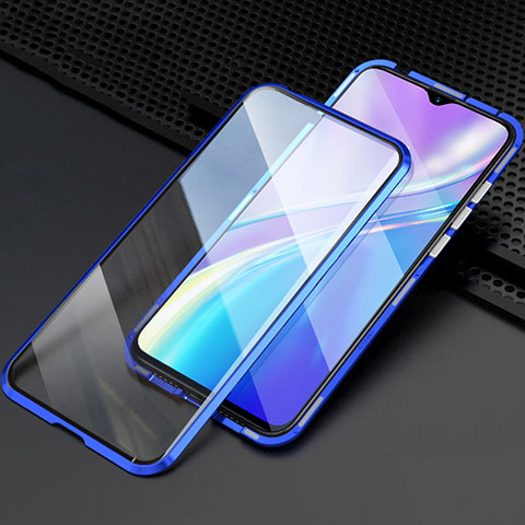 Funda Bumper Lujo Marco de Aluminio Espejo 360 Grados Carcasa M03 para Realme X2 Azul