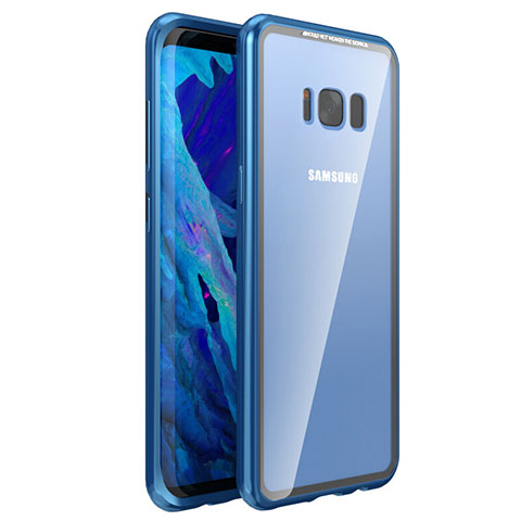 Funda Bumper Lujo Marco de Aluminio Espejo 360 Grados Carcasa M03 para Samsung Galaxy S8 Plus Azul