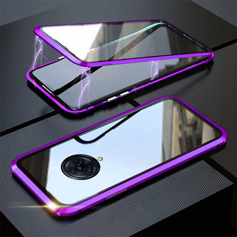 Funda Bumper Lujo Marco de Aluminio Espejo 360 Grados Carcasa M03 para Vivo Nex 3S Morado