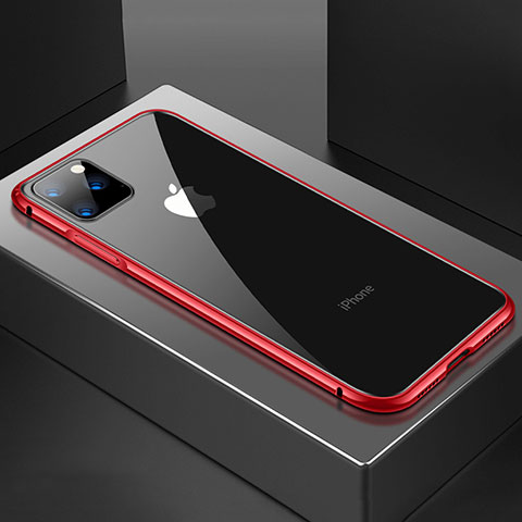 Funda Bumper Lujo Marco de Aluminio Espejo 360 Grados Carcasa M04 para Apple iPhone 11 Pro Max Rojo