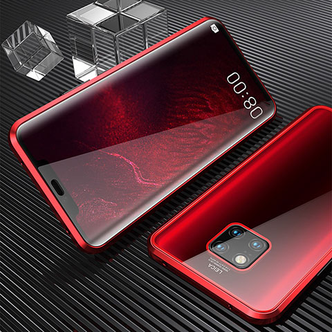 Funda Bumper Lujo Marco de Aluminio Espejo 360 Grados Carcasa M04 para Huawei Mate 20 Pro Rojo