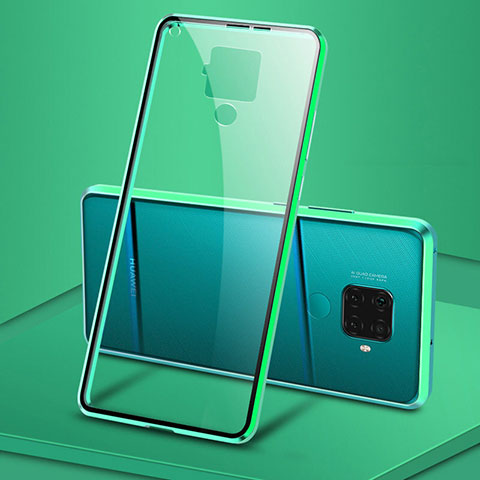 Funda Bumper Lujo Marco de Aluminio Espejo 360 Grados Carcasa M04 para Huawei Mate 30 Lite Verde