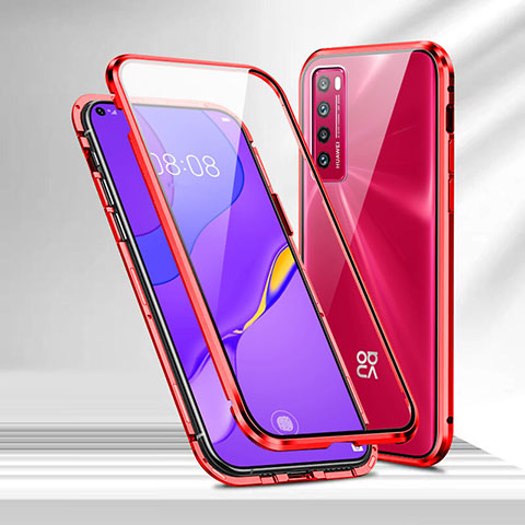 Funda Bumper Lujo Marco de Aluminio Espejo 360 Grados Carcasa M04 para Huawei Nova 7 5G Rojo