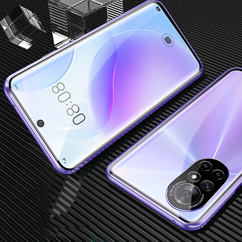 Funda Bumper Lujo Marco de Aluminio Espejo 360 Grados Carcasa M04 para Huawei Nova 8 5G Morado