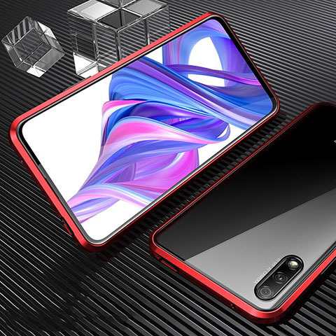 Funda Bumper Lujo Marco de Aluminio Espejo 360 Grados Carcasa M04 para Huawei Y9 Prime (2019) Rojo