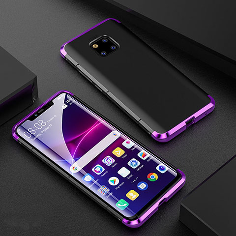 Funda Bumper Lujo Marco de Aluminio Espejo 360 Grados Carcasa M05 para Huawei Mate 20 Pro Morado