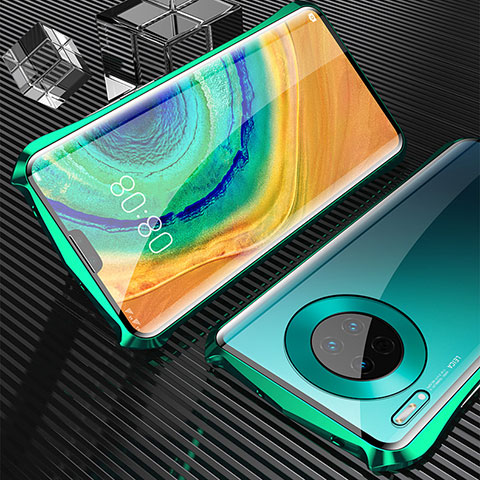 Funda Bumper Lujo Marco de Aluminio Espejo 360 Grados Carcasa M05 para Huawei Mate 30 Pro Verde