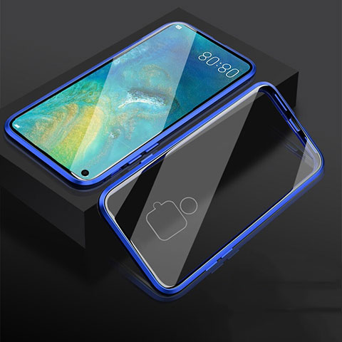 Funda Bumper Lujo Marco de Aluminio Espejo 360 Grados Carcasa M05 para Huawei Nova 5i Pro Azul