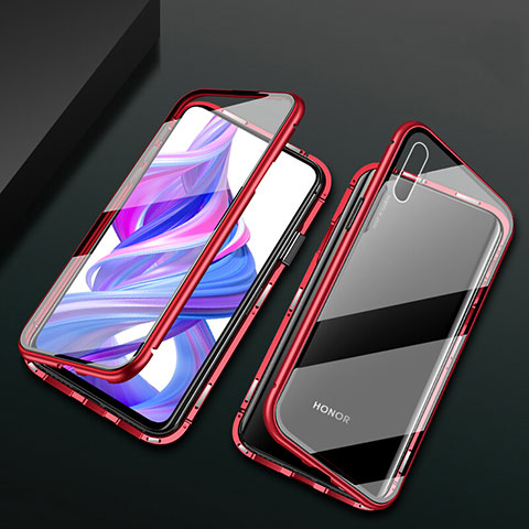 Funda Bumper Lujo Marco de Aluminio Espejo 360 Grados Carcasa M05 para Huawei Y9 Prime (2019) Rojo