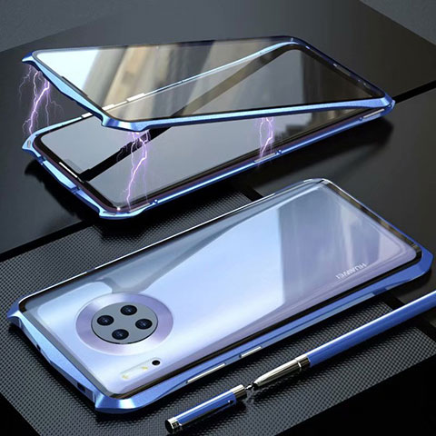 Funda Bumper Lujo Marco de Aluminio Espejo 360 Grados Carcasa M06 para Huawei Mate 30 Pro Azul